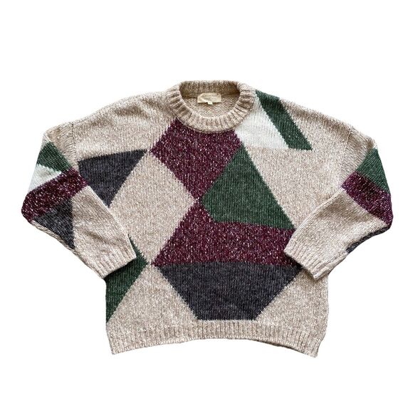Sezane Nathanael Sweater Abstract Colorblock Knit Jumper Medium - Picture 1 of 9